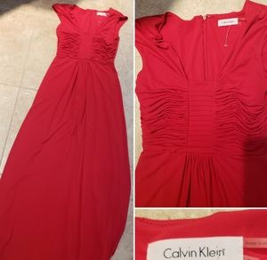 Red stretch jersey gown TALL/S